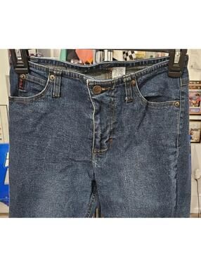 Mudd Dark Wash Flare Jeans Red Logo Size 1 Y2K
